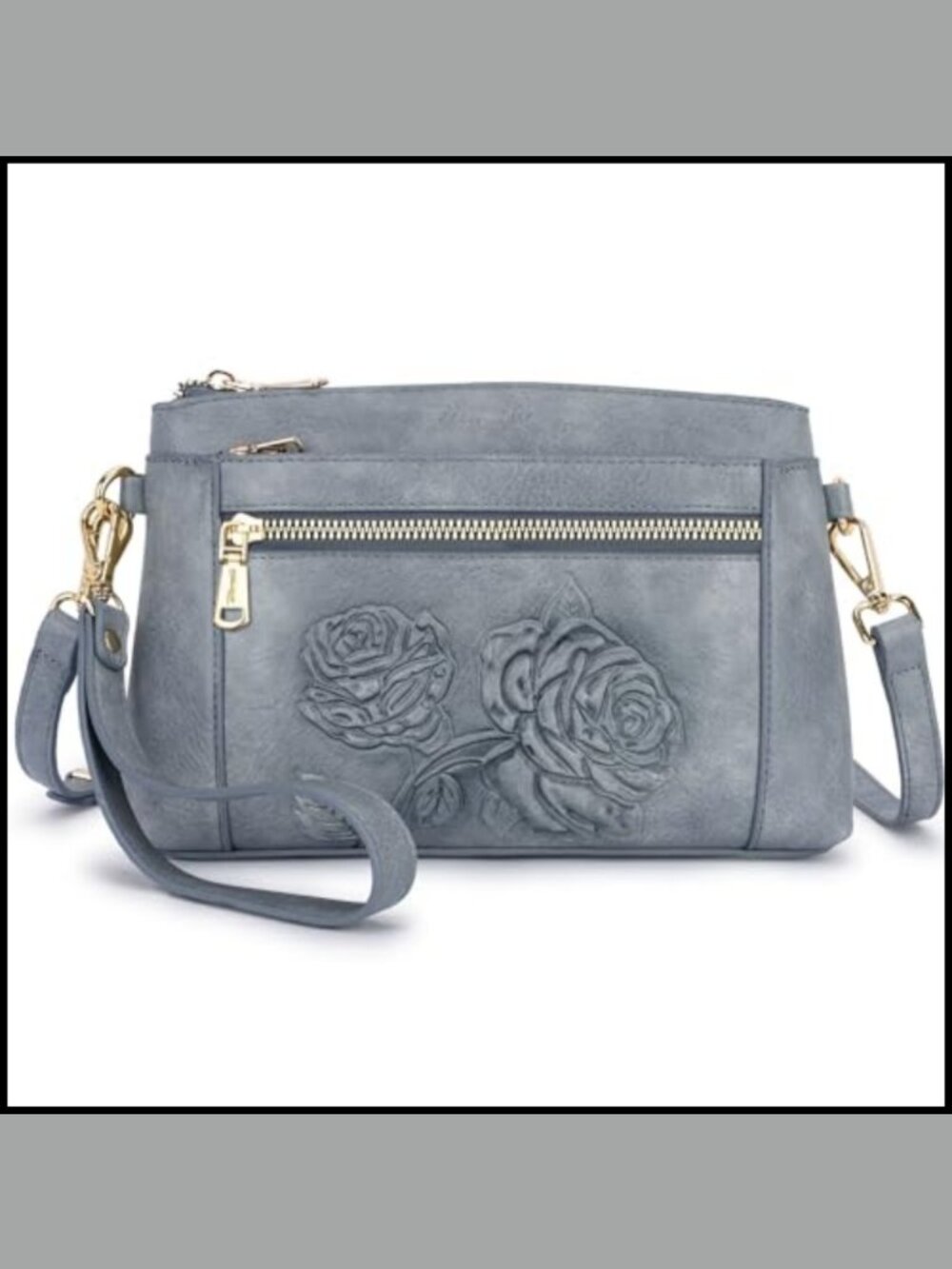 Small Crossbody Bag for Women PU Leather Floral Embossed Purse